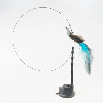 Bird/Feather Cat Wand with Suction Cup Interactive Toy